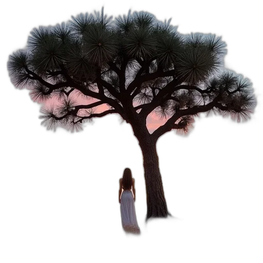 tree, dress, hair, creature, concept art, photorealistic, fantasy art, watercolor transparent PNG cut-out
