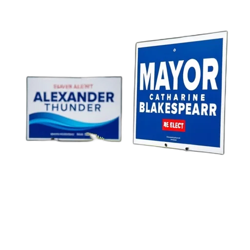 3d render, two, political, campaign, signs, displayed, front, house transparent PNG cut-out