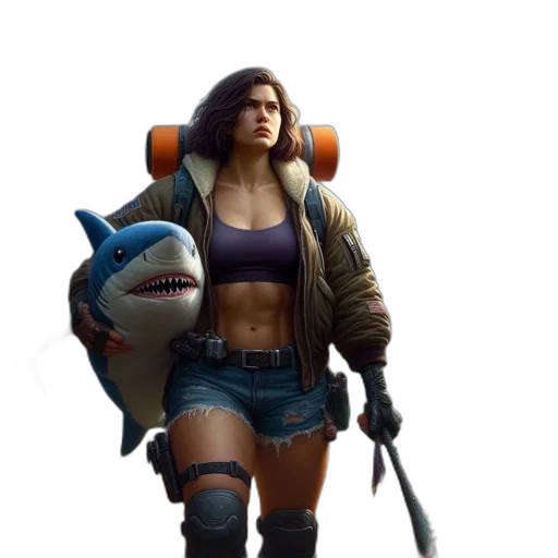 jacket, weapon, creature, animal, concept art, 3d render, cyberpunk, fantasy art transparent PNG cut-out