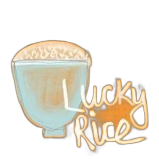 food, pixel art, lucky, rice, text, white, blue, bowl transparent PNG cut-out