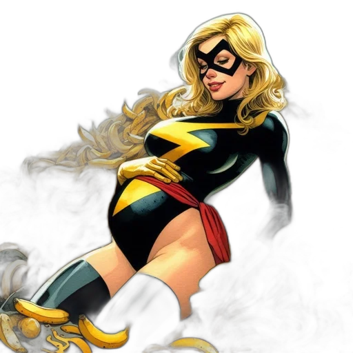 comic book art, concept art, cartoon, golden, female, superhero, wearing, mask transparent PNG cut-out