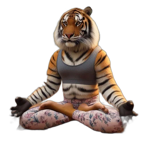 animal, concept art, 3d render, photorealistic, fantasy art, anthropomorphic, tiger, wears transparent PNG cut-out