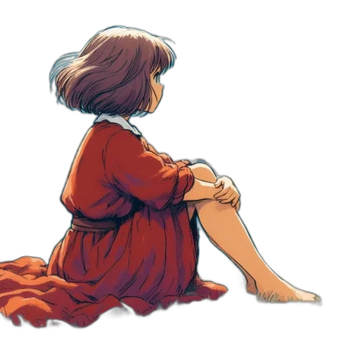 dress, flower, jacket, hair, watercolor, concept art, oil painting, anime transparent PNG cut-out