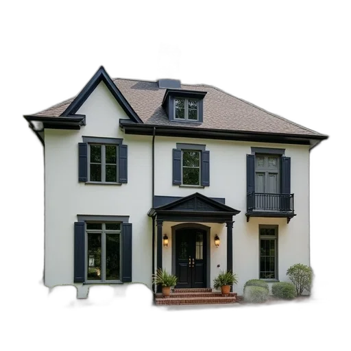 building, 3d render, photorealistic, dark transparent PNG cut-out
