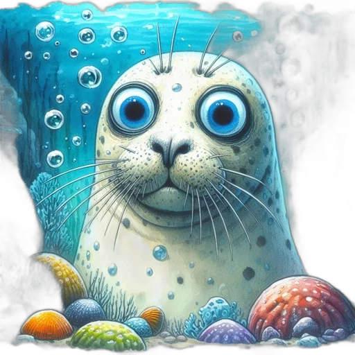 creature, animal, face, concept art, fantasy art, photorealistic, watercolor, underwater transparent PNG cut-out