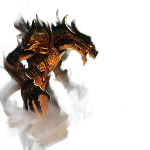 dragon, creature, mask, fantasy art, concept art, 3d render, photorealistic, fire transparent PNG cut-out