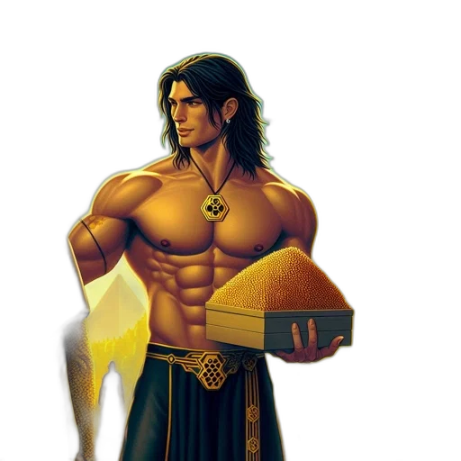 sword, fantasy art, concept art, comic book art, pixel art, golden, desert, landscape transparent PNG cut-out