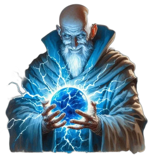 jacket, staff, concept art, fantasy art, comic book art, cyberpunk, old, man transparent PNG cut-out