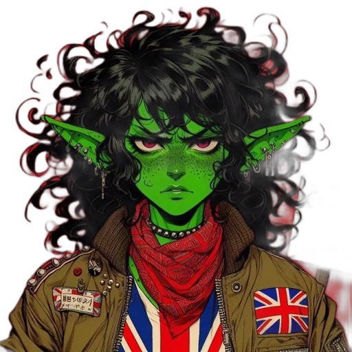 jacket, comic book art, fantasy art, concept art, cyberpunk, green, animated, figure transparent PNG cut-out