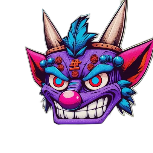 mask, crown, face, creature, concept art, 3d render, pixel art, fantasy art transparent PNG cut-out