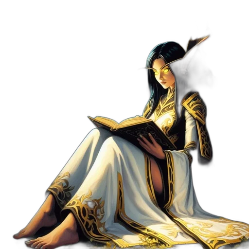 dress, staff, crown, jewelry, fantasy art, concept art, oil painting, pixel art transparent PNG cut-out