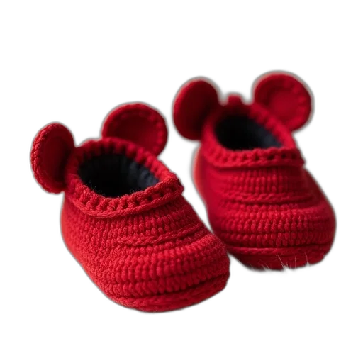 shoes, hat, red, handmade, mickey, mouse, ear, baby transparent PNG cut-out