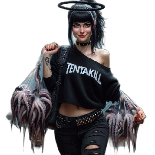 jacket, animal, creature, fantasy art, concept art, photorealistic, cyberpunk, woman transparent PNG cut-out