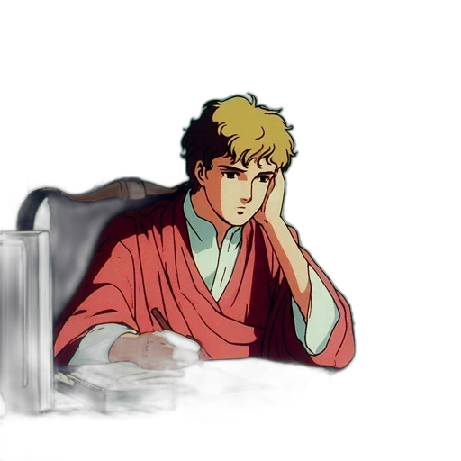 anime, vaporwave, concept art, cartoon, animated, young, man, blond transparent PNG cut-out