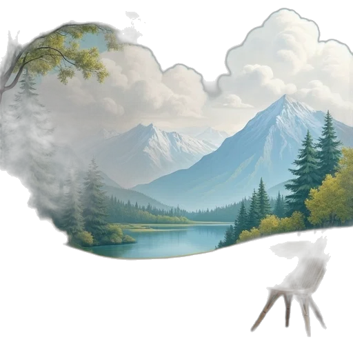 dragon, creature, tree, umbrella, concept art, fantasy art, photorealistic, pixel art transparent PNG cut-out