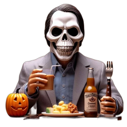 food, concept art, 3d render, photorealistic, pixel art, figure, skull, mask transparent PNG cut-out