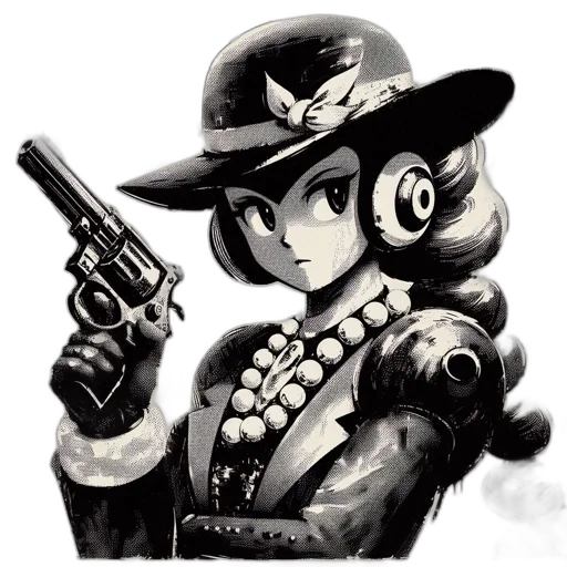 weapon, hat, robot, staff, cartoon, comic book art, pixel art, concept art transparent PNG cut-out
