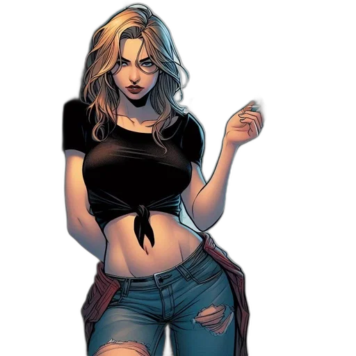 comic book art, concept art, cartoon, fantasy art, dark, woman, stands, alone transparent PNG cut-out