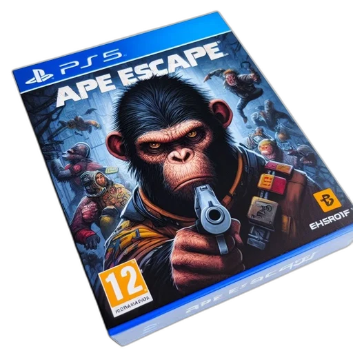 concept art, ape, escape, ps5, box, shows, gorilla, protagonist transparent PNG cut-out