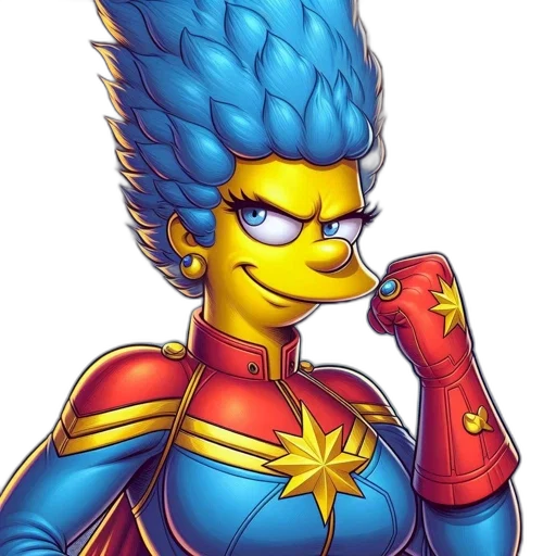 comic book art, pixel art, cartoon, concept art, character, resembling, marge, simpson transparent PNG cut-out