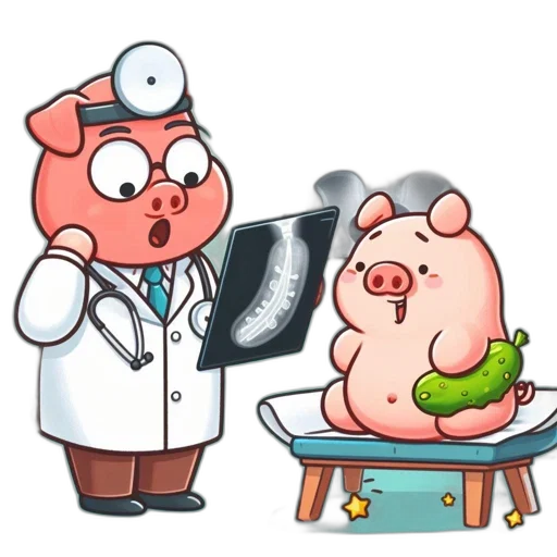 staff, food, concept art, cartoon, veterinary, clinic, porcine, doctor transparent PNG cut-out