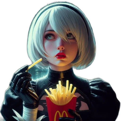 food, robot, face, crown, concept art, cyberpunk, photorealistic, fantasy art transparent PNG cut-out