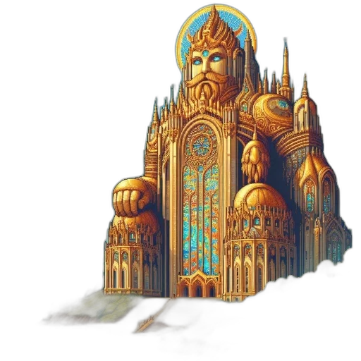 building, crown, concept art, fantasy art, 3d render, pixel art, snow, fog transparent PNG cut-out