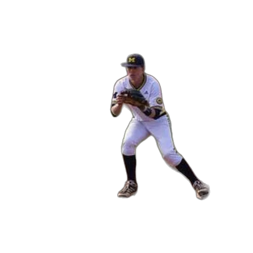 baseball, player, white, uniform, blue, cap, ready, catch transparent PNG cut-out