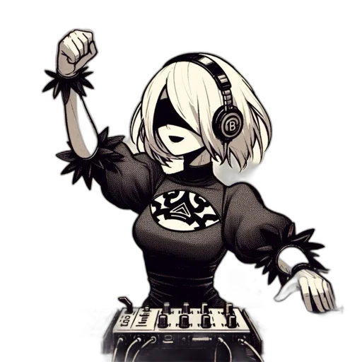 robot, mask, staff, dress, pixel art, concept art, cartoon, cyberpunk transparent PNG cut-out