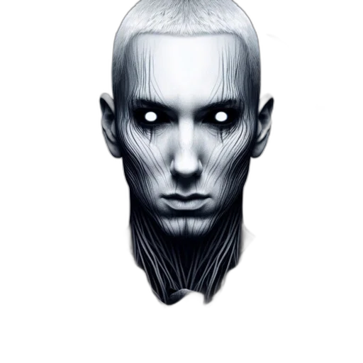 face, mask, robot, creature, comic book art, concept art, fantasy art, photorealistic transparent PNG cut-out