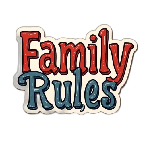 family, rules, word, sticker transparent PNG cut-out