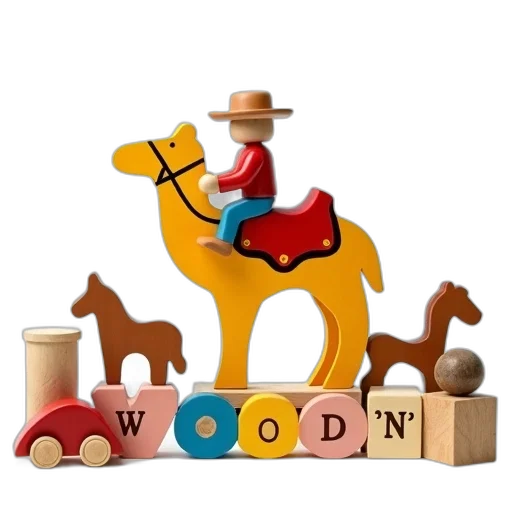 furniture, 3d render, concept art, forest, colorful, wooden, toy, camel transparent PNG cut-out