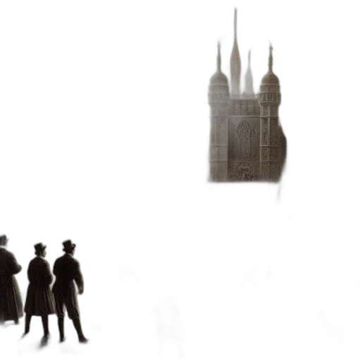 concept art, 3d render, fantasy art, pixel art, fog, city street, outer space, snow transparent PNG cut-out