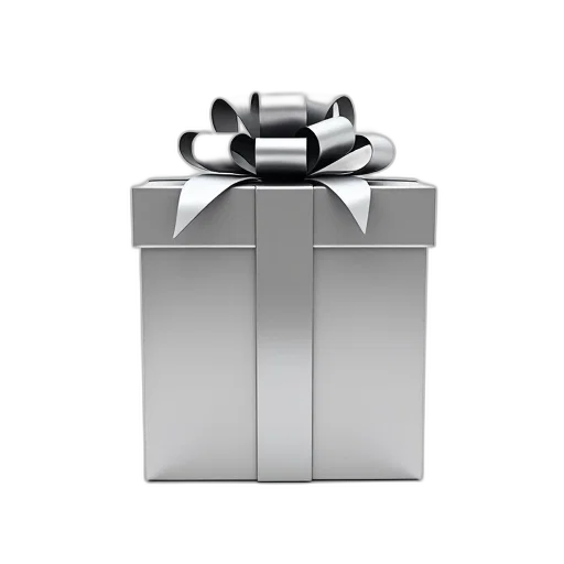 jewelry, 3d render, silver, gift, box, bow, top, displayed transparent PNG cut-out