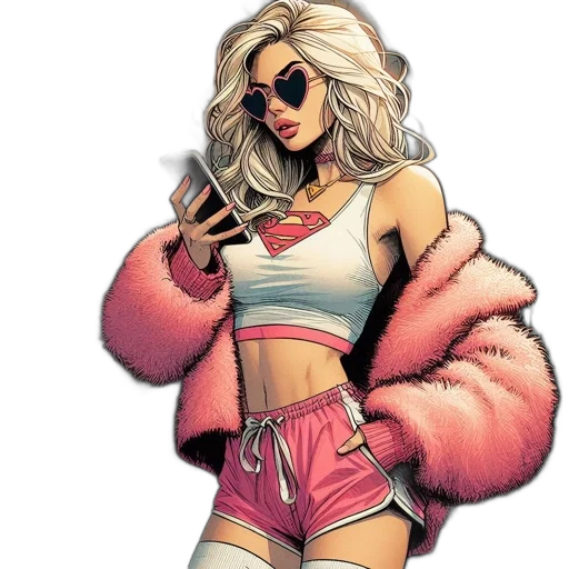 jacket, comic book art, concept art, cartoon, cyberpunk, pastel, neon, red transparent PNG cut-out