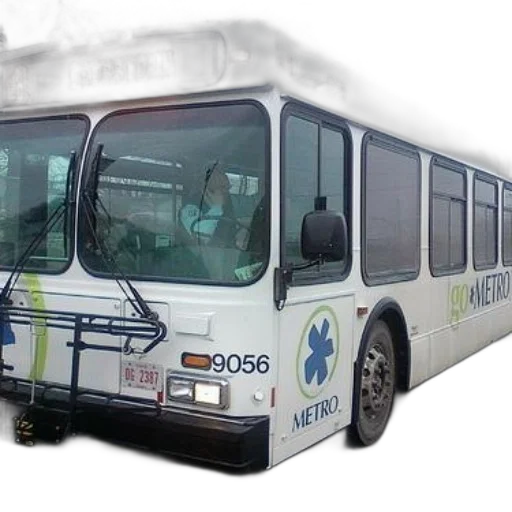 3d render, white, bus, route, number, destination, crosstown, top transparent PNG cut-out