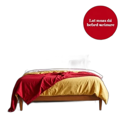 furniture, red, golden, bedroom, scene, wooden, bed, frame transparent PNG cut-out