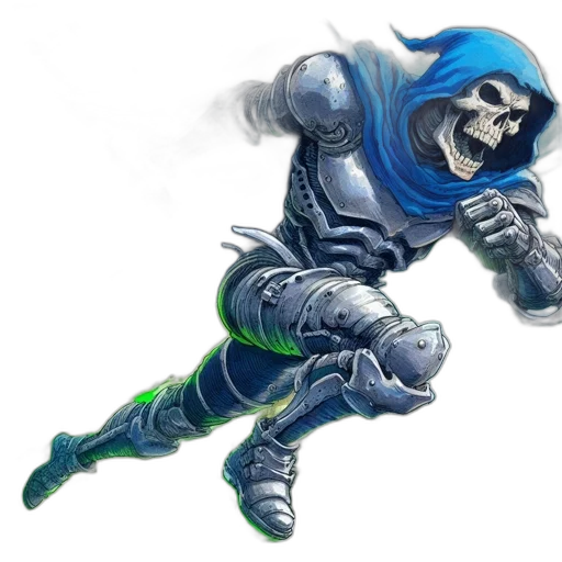 mask, staff, sword, concept art, fantasy art, comic book art, blue, green transparent PNG cut-out