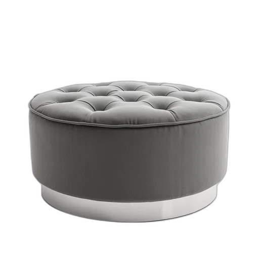 furniture, crown, hat, 3d render, monochrome, grey, ottoman, tufted transparent PNG cut-out