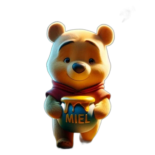 animal, 3d render, concept art, pixel art, photorealistic, animation, winnie, pooh transparent PNG cut-out