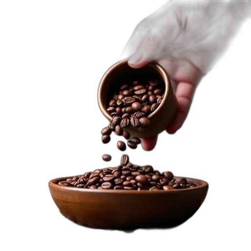 food, crown, staff, photorealistic, 3d render, hand, pouring, coffee transparent PNG cut-out