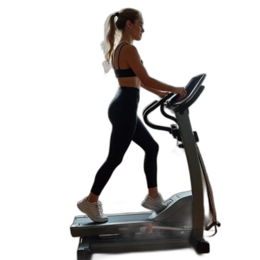 woman, exercising, motorized, tread transparent PNG cut-out