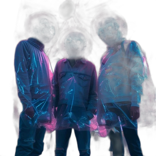 jacket, mask, vaporwave, concept art, neon lights, fire, outer space, neon transparent PNG cut-out