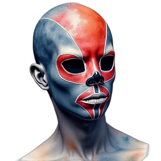 mask, face, concept art, photorealistic, watercolor, fantasy art, red, painting transparent PNG cut-out