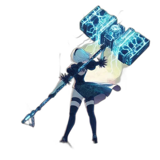 weapon, staff, sword, robot, concept art, anime, fantasy art, cyberpunk transparent PNG cut-out