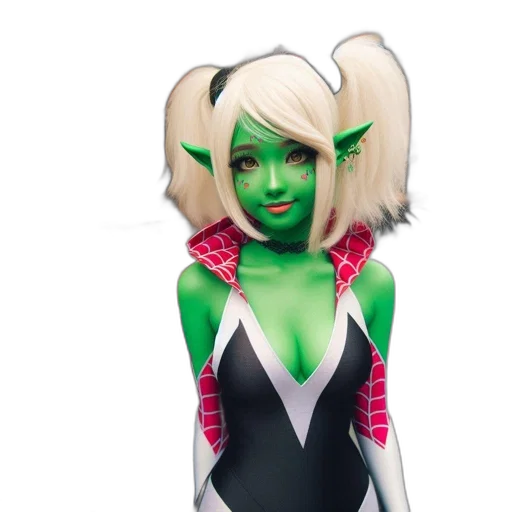 concept art, comic book art, 3d render, fantasy art, green, neon, individual, spider-themed transparent PNG cut-out