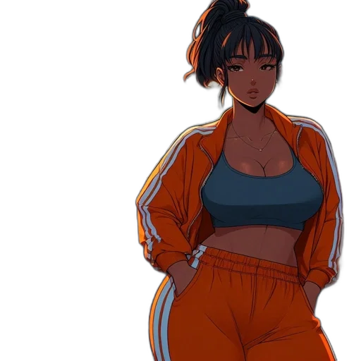 jacket, dress, staff, anime, concept art, cartoon, vaporwave, neon lights transparent PNG cut-out