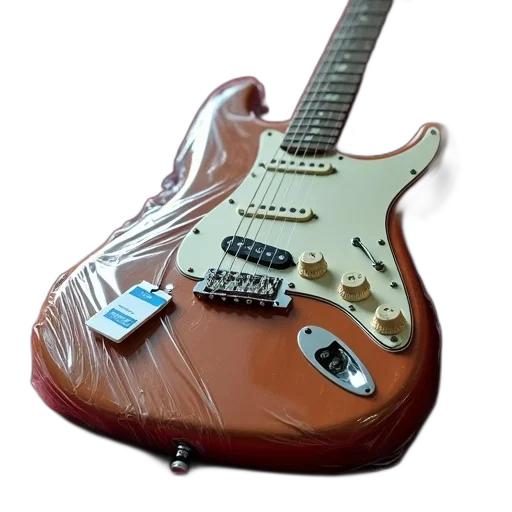 weapon, 3d render, photorealistic, brown, leather, guitar, case, white transparent PNG cut-out
