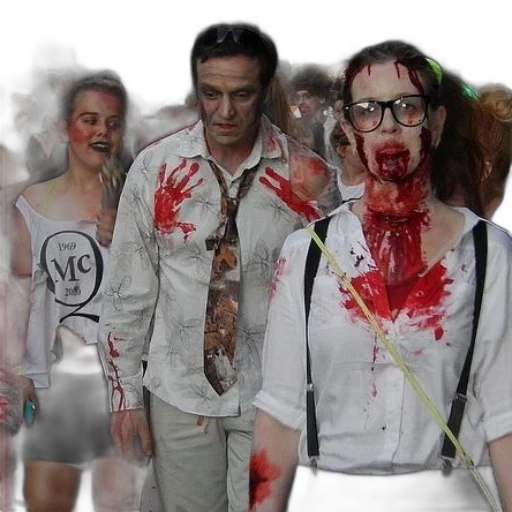 concept art, fire, group, people, dressed, zombies, fake, blood transparent PNG cut-out