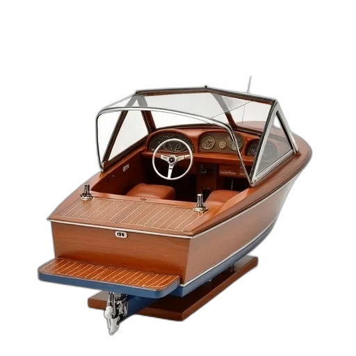 car, 3d render, detailed, model, classic, wooden, yacht, transparent transparent PNG cut-out